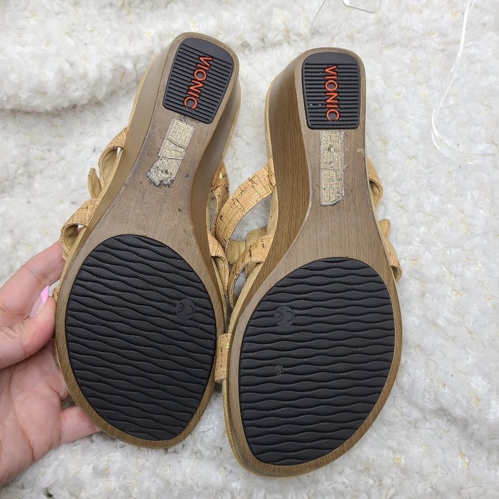 Vionic Park Radia Wedge Sandal Orthoheel cork tan sz 7 - Picture 6 of 7
